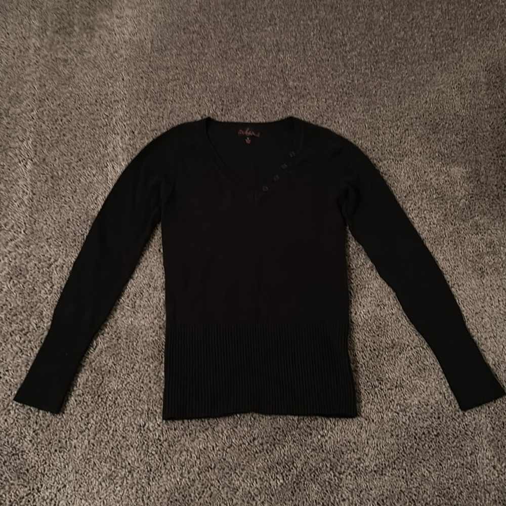 Black V-neck sweater